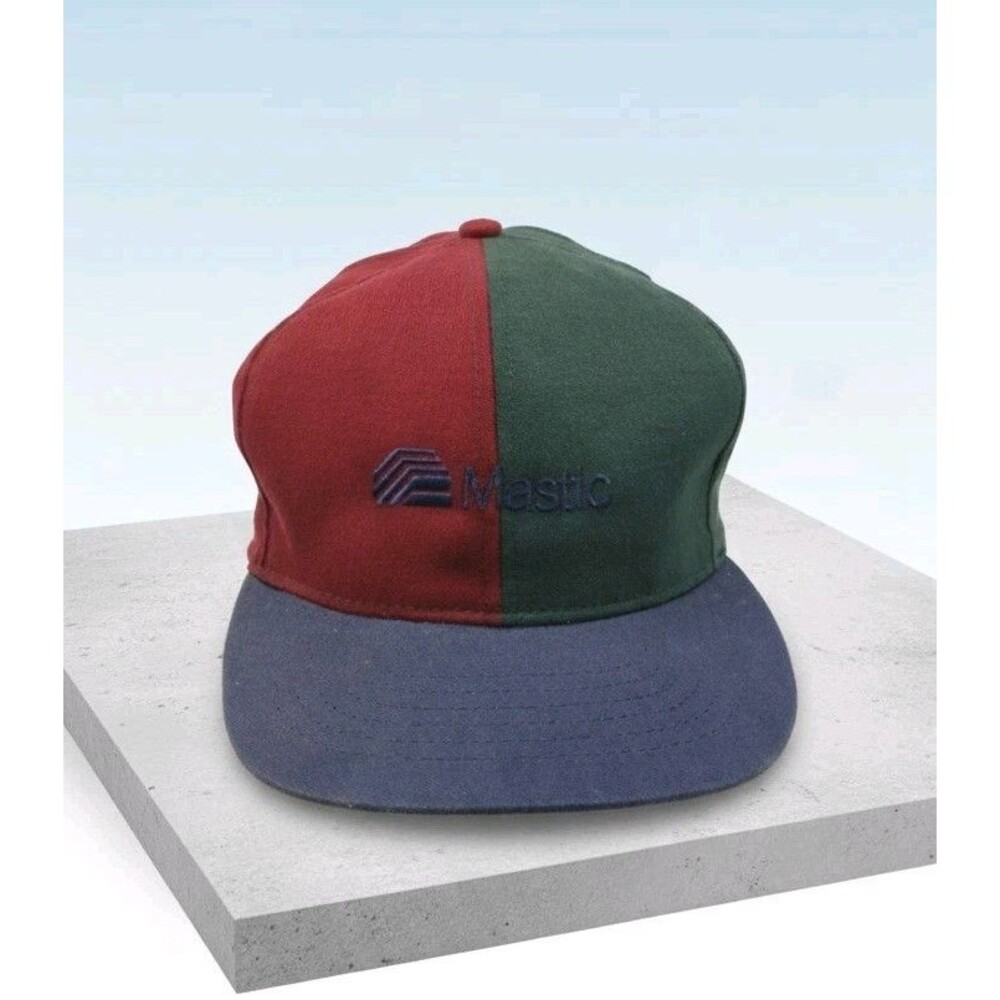Vintage 80s 90s Mastic Snapback Hat Cap Swingster Colorblock Blue Red Green USA